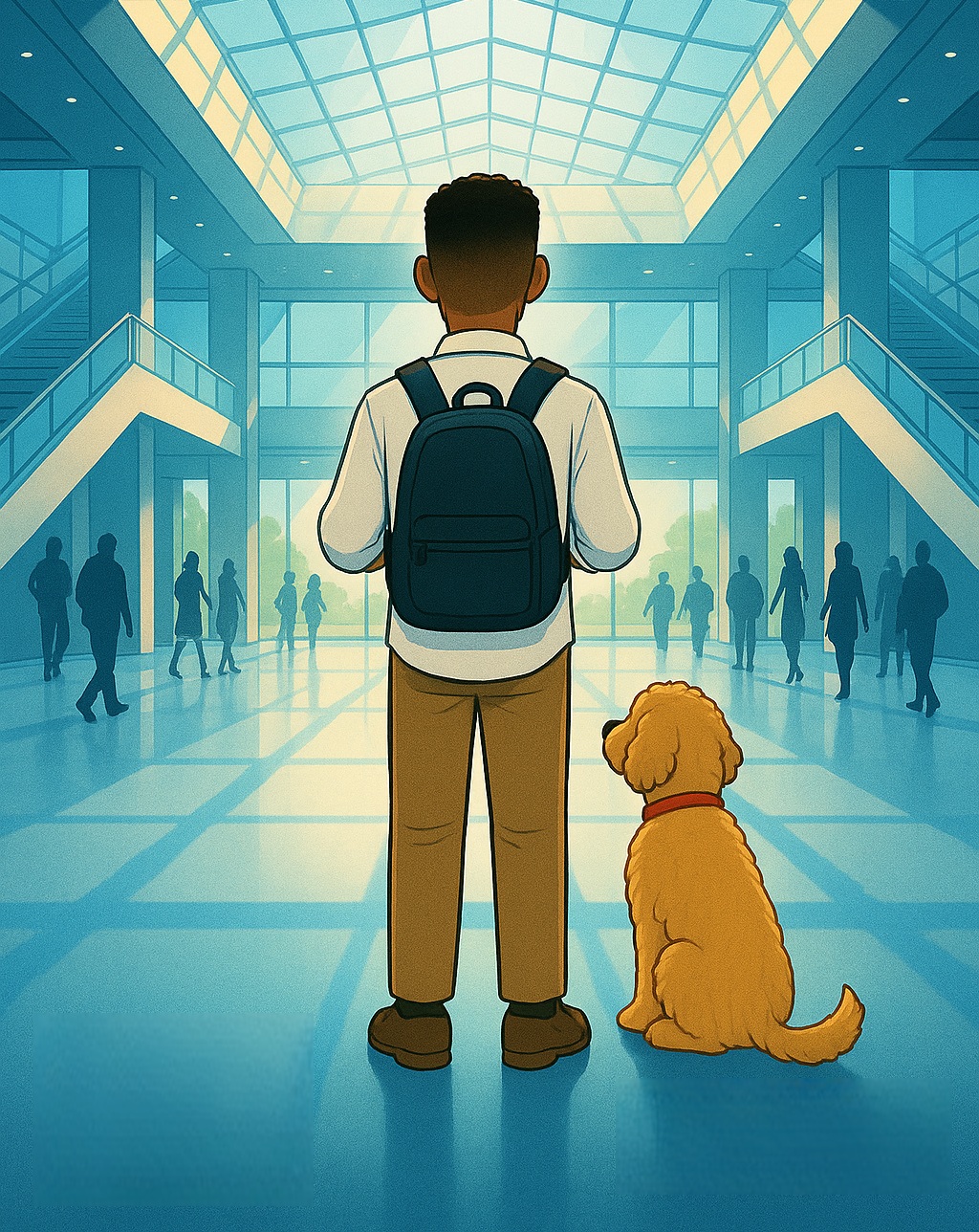 Renzo in awe of the Zentari Labs Lobby